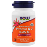NOW Foods, Vitamin D3 5000 IU 240 Softgels, Wochendosis
