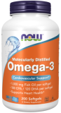 NOW Foods, Omega-3 Fischölkonzentrat, 200 Softgels, molekular destilliert