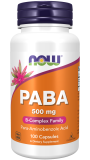 NOW FOODS, PABA Para-Amino-Benzolsäure 500mg - 100 Kapseln